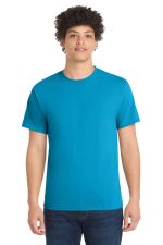 Port & Co Core Blend Tee. PC55 Neon Blue