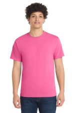 Port & Co Core Blend Tee. PC55 Neon Pink