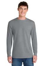 Port & Co Tall Long Sleeve Core Blend Tee. PC55LST Athletic Heather