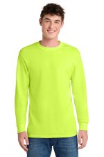 Port & Co Tall Long Sleeve Core Blend Tee. PC55LST Safety Green