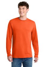 Port & Co Tall Long Sleeve Core Blend Tee. PC55LST Safety Orange