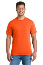 Port & Co Tall Core Blend Pocket Tee. PC55PT Safety Orange