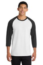 Port & Co Core Blend 3/4-Sleeve Raglan Tee. PC55RS White/ Jet Black