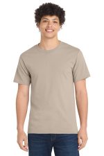Port & Co Essential Tee. PC61 Light Sand