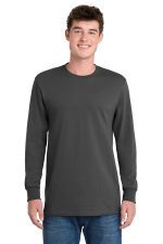 Port & Co Long Sleeve Essential Tee. PC61LS Charcoal