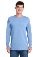 Port & Co Long Sleeve Essential Tee. PC61LS Light Blue