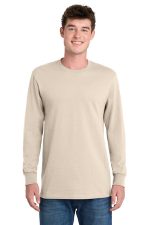Port & Co Long Sleeve Essential Tee. PC61LS Natural