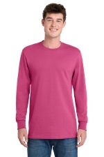 Port & Co Long Sleeve Essential Tee. PC61LS Sangria