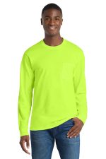 Port & Co Long Sleeve Essential Pocket Tee. PC61LSP S. Green