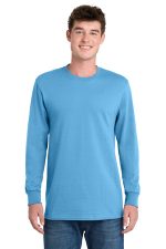 Port & Co Tall Long Sleeve Essential Tee. PC61LST Aquatic Blue