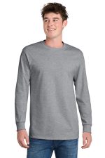 Port & Co Tall Long Sleeve Essential Tee. PC61LST Athletic Heather