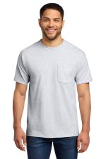 Port & Co Essential Pocket Tee. PC61P Ash