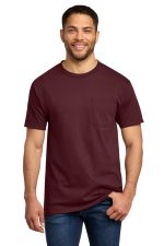 Port & Co Essential Pocket Tee. PC61P Athletic Maroon