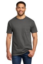 Port & Co Essential Pocket Tee. PC61P Charcoal