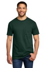 Port & Co Essential Pocket Tee. PC61P Dark Green