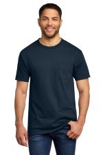 Port & Co Essential Pocket Tee. PC61P Deep Navy