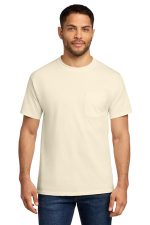 Port & Co Essential Pocket Tee. PC61P Natural