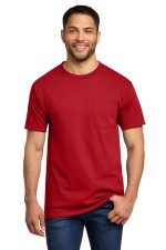 Port & Co Essential Pocket Tee. PC61P Red