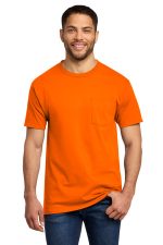 Port & Co Essential Pocket Tee. PC61P S. Orange