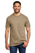Port & Co Essential Pocket Tee. PC61P Sand