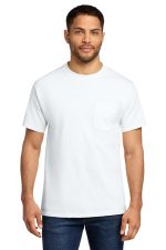 Port & Co Essential Pocket Tee. PC61P White