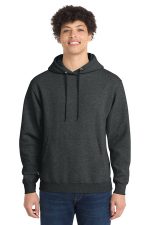 Port & Co Core Fleece Pullover Hooded Sweatshirt. PC78H Black Heather