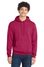 Port & Co Core Fleece Pullover Hooded Sweatshirt. PC78H Flush Pink