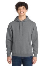 Port & Co Core Fleece Pullover Hooded Sweatshirt. PC78H Graphite Heather
