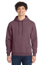 Port & Co Core Fleece Pullover Hooded Sweatshirt. PC78H Heather Athletic Maroon