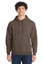 Port & Co Core Fleece Pullover Hooded Sweatshirt. PC78H Heather Dark Chocolate Brown