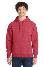 Port & Co Core Fleece Pullover Hooded Sweatshirt. PC78H Heather Red