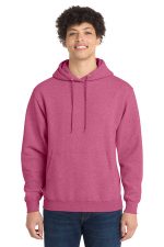 Port & Co Core Fleece Pullover Hooded Sweatshirt. PC78H Heather Sangria