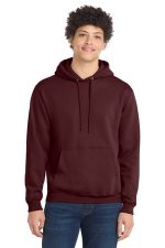Port & Co Core Fleece Pullover Hooded Sweatshirt. PC78H Maroon