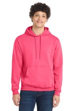 Port & Co Core Fleece Pullover Hooded Sweatshirt. PC78H Neon Pink