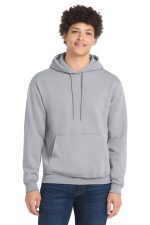 Port & Co Core Fleece Pullover Hooded Sweatshirt. PC78H Silver