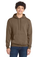 Port & Co Core Fleece Pullover Hooded Sweatshirt. PC78H Woodland Brown