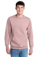 Port & Co Core Fleece Crewneck Pocket Sweatshirt PC78PKT Pale Blush