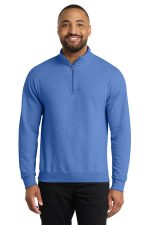 Port & Co Core Fleece 1/4-Zip Pullover Sweatshirt PC78Q Heather Royal