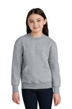 Port & Co Youth Core Fleece Crewneck Pocket Sweatshirt PC78YPKT Athletic Heather