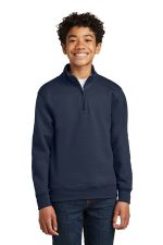Port & Co Youth Core Fleece 1/4-Zip Pullover Sweatshirt PC78YQ Navy