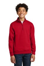 Port & Co Youth Core Fleece 1/4-Zip Pullover Sweatshirt PC78YQ Red