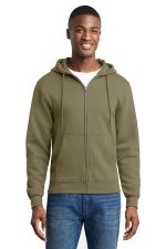 Port & Co Core Fleece Full-Zip Hooded Sweatshirt. PC78ZH Coyote Brown