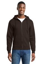 Port & Co Core Fleece Full-Zip Hooded Sweatshirt. PC78ZH Dark Chocolate Brown