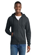 Port & Co Core Fleece Full-Zip Hooded Sweatshirt. PC78ZH Dark Heather Grey