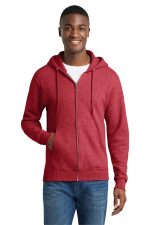 Port & Co Core Fleece Full-Zip Hooded Sweatshirt. PC78ZH Heather Red