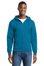 Port & Co Core Fleece Full-Zip Hooded Sweatshirt. PC78ZH Neon Blue