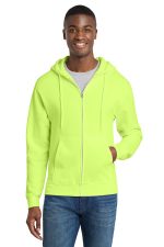 Port & Co Core Fleece Full-Zip Hooded Sweatshirt. PC78ZH Neon Yellow