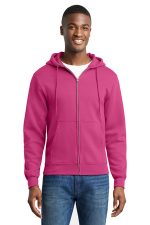 Port & Co Core Fleece Full-Zip Hooded Sweatshirt. PC78ZH Sangria