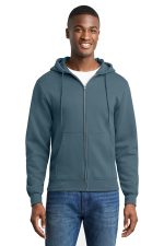 Port & Co Core Fleece Full-Zip Hooded Sweatshirt. PC78ZH Steel Blue
