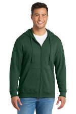 Port & Co Fan Favorite Fleece Full-Zip Hooded Sweatshirt. PC850ZH Forest Green